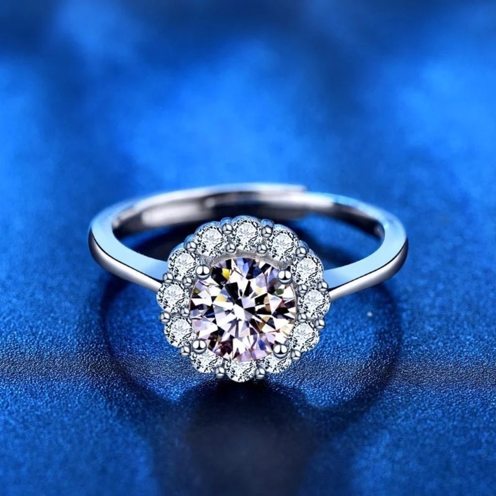 Certified 1ct. t.w. Diamond Engagement Ring 18k White Gold over Italy Silver - Picture 5 of 16
